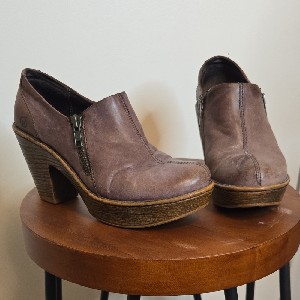 Women's Brown Leather Heeled Shoes